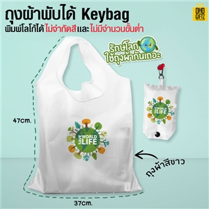 ถุงผ้าพับได้ Keybag *ไม่มีขั้นต่ำ* สกรีนชื่อ สกรีนโลโก้ ใบเดียวก็ทำได้