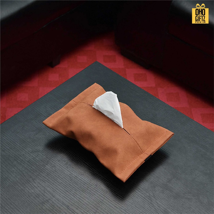 กระเป๋าใส่ทิชชู่หนังกลับสุดหรู สกรีนโลโก้ ทำเป็นของพรีเมี่ยมได้