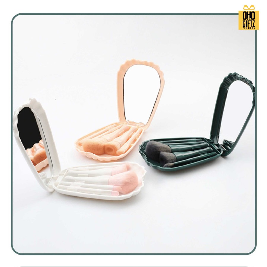 ชุดแปรงแต่งหน้าเปลือกหอย สกรีนโลโก้ สกรีนชื่อร้าน ทำเป็นของพรีเมี่ยมได้