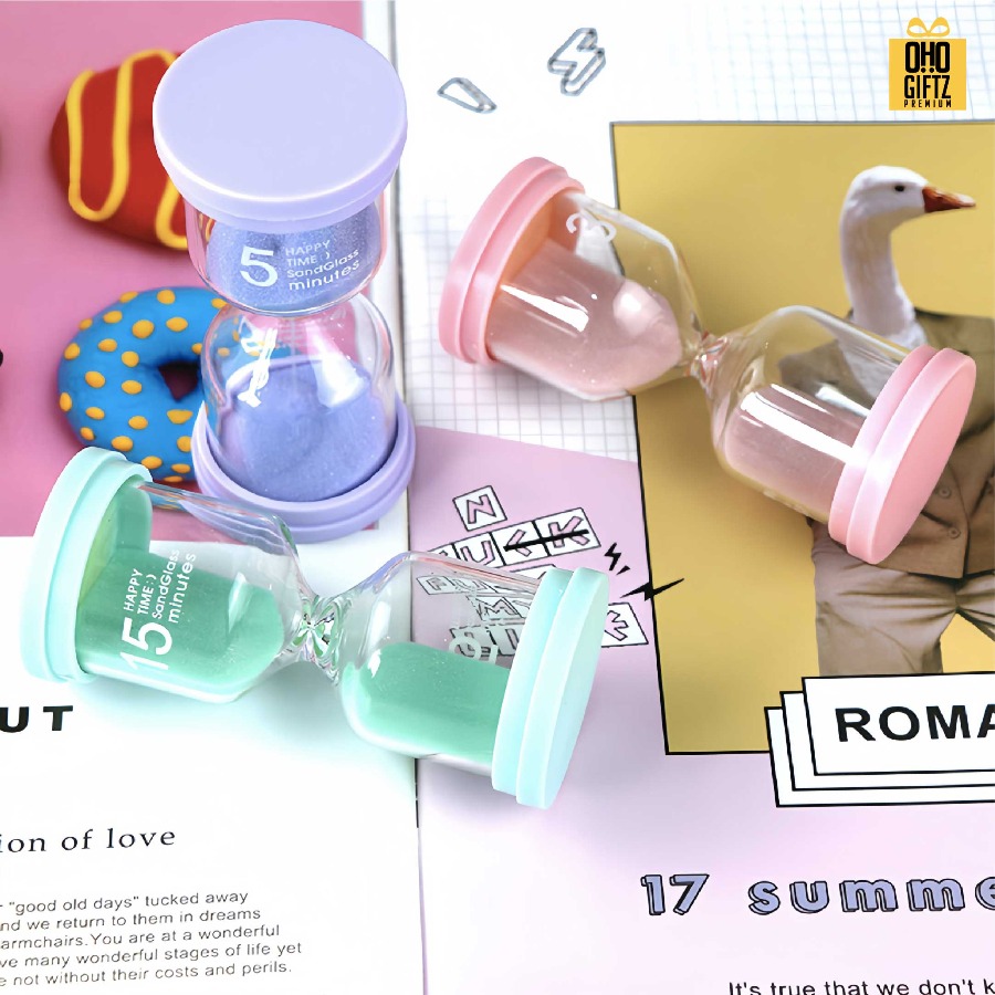 นาฬิกาทราย มีหลายเวลาให้เลือก สกรีนชื่อ สกรีนโลโก้ ทำเป็นของพรีเมี่ยมได้ 