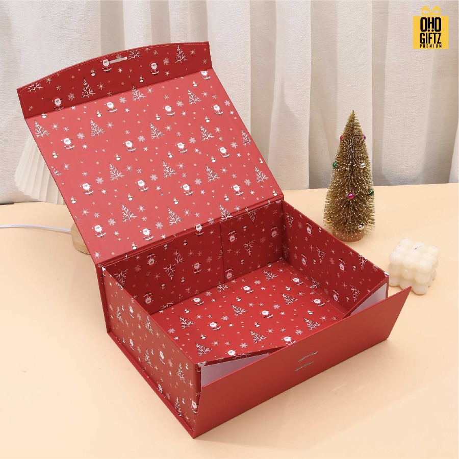 กล่องของขวัญ X'Mas พับได้ สกรีนโลโก้ สกรีนโลโก้ ทำเป็นของพรีเมี่ยม 