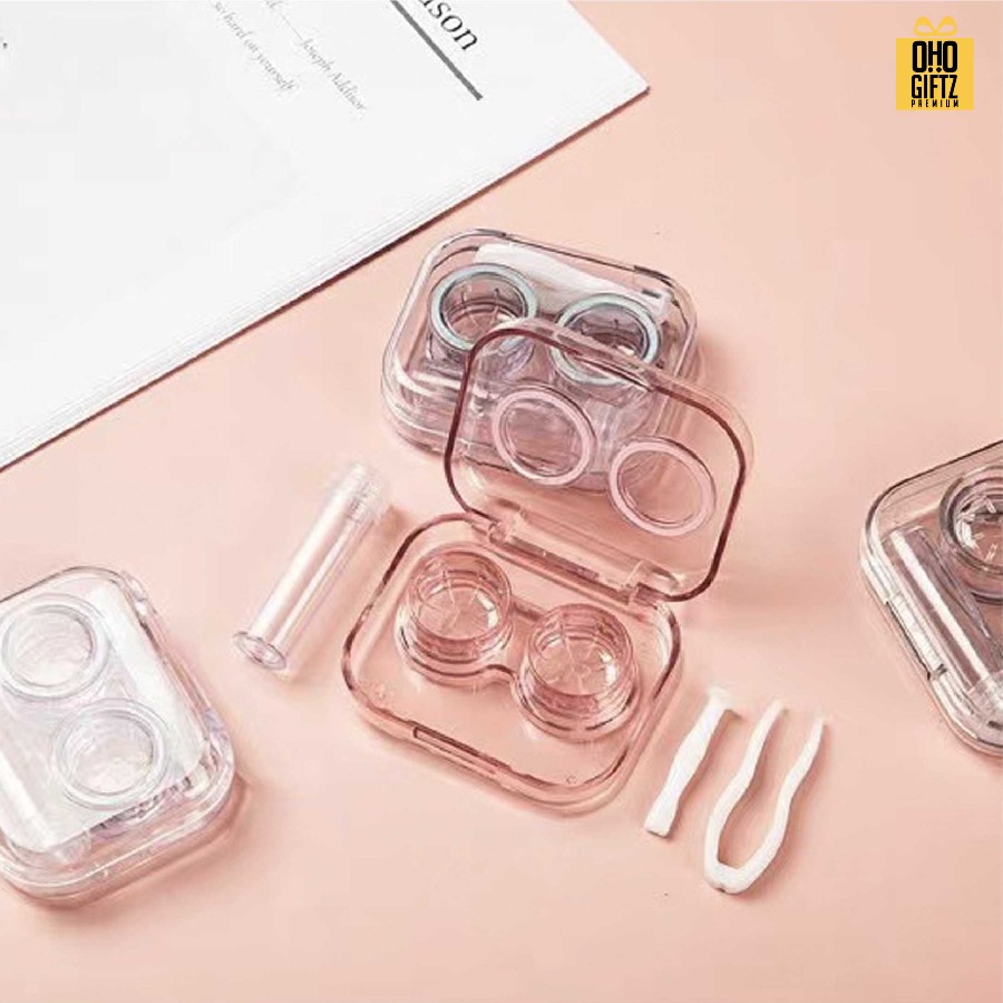 ตลับใส่คอนแทคเลนส์แบบใส สกรีนชื่อ สกรีนโลโก้ทำเป็นของพรีเมี่ยมได้ 