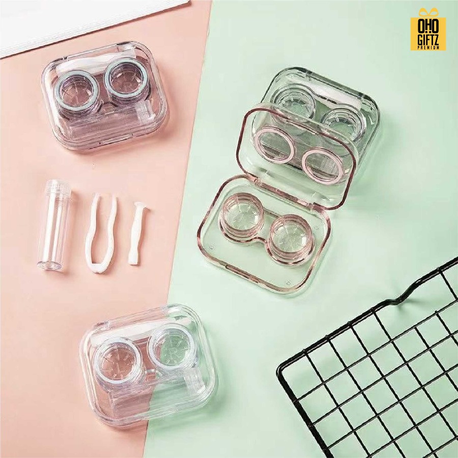 ตลับใส่คอนแทคเลนส์แบบใส สกรีนชื่อ สกรีนโลโก้ทำเป็นของพรีเมี่ยมได้ 