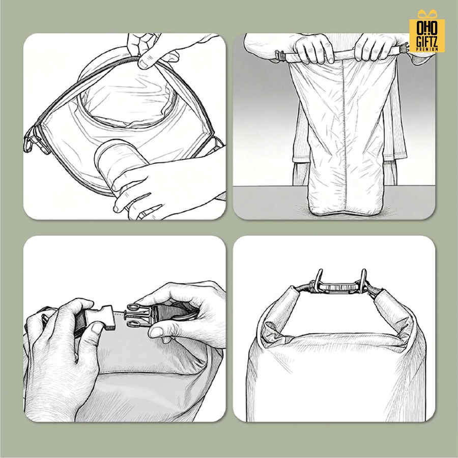 กระเป๋ากันน้ำพับได้พกพา สกรีนโลโก้ ทำเป็นของพรีเมี่ยมได้