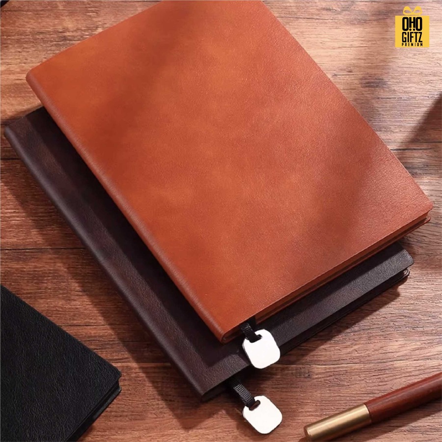 สมุดปกหนัง PU ขนาด A5 สกรีนโลโก้ ทำเป็นของพรีเมี่ยม ของชำร่วย