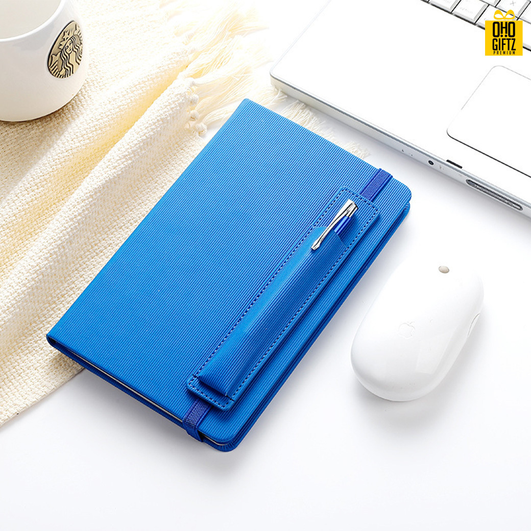 สมุดโน๊ตปกหนัง A5 พร้อมซองใส่ปากกา สกรีนโลโก้ ทำของพรีเมี่ยมได้