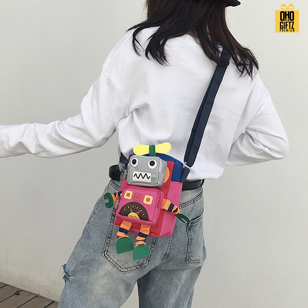 กระเป๋าโรบอทสะพายข้าง สกรีนโลโก้ ทำเป็นของพรีเมี่ยมได้
