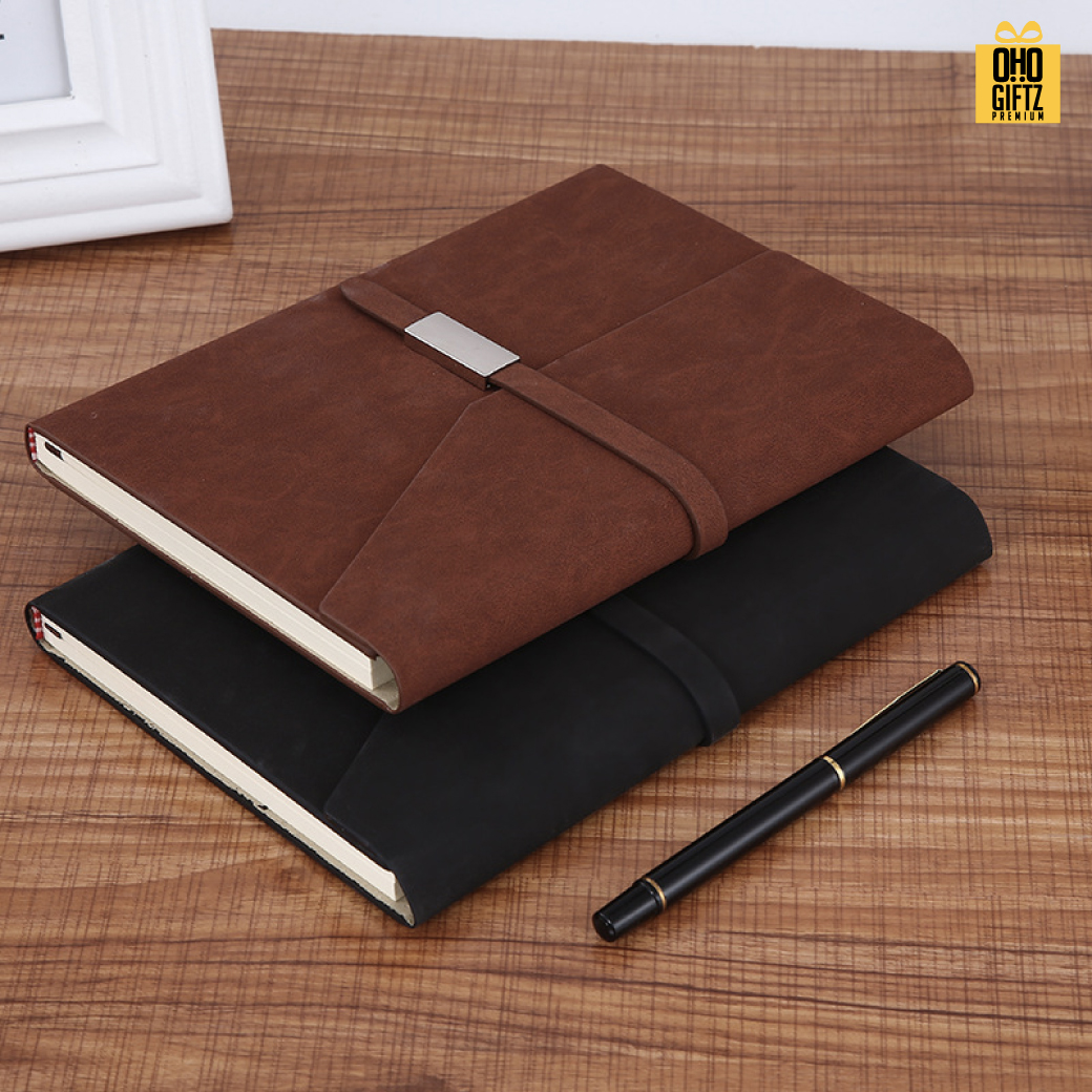 สมุดบันทึกปกหนัง PU A5 สกรีนโลโก้ ทำของพรีเมี่ยมได้