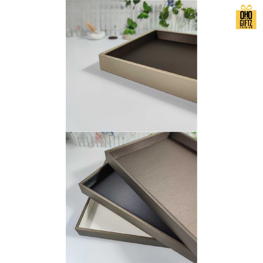 ถาดวางแว่นตา ถาดโชว์สินค้า หนัง PU สกรีนโลโก้ ทำเป็นของพรีเมี่ยมได้