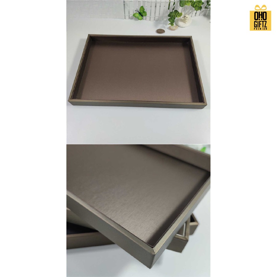 ถาดวางแว่นตา ถาดโชว์สินค้า หนัง PU สกรีนโลโก้ ทำเป็นของพรีเมี่ยมได้