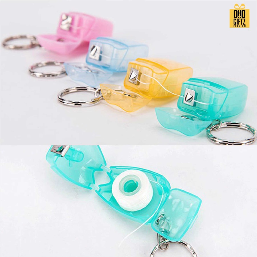 พวงกุญแจไหมขัดฟันพกพา สกรีนโลโก้ ทำเป็นของพรีเมี่ยม ของชำร่วยได้