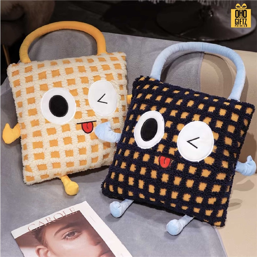 หมอนผ้าห่มตาราง น่ารัก สกรีนโลโก้ ทำเป็นของพรีเมี่ยมได้