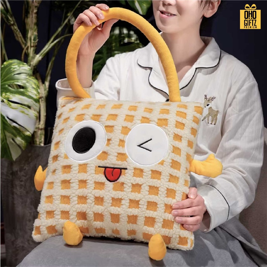 หมอนผ้าห่มตาราง น่ารัก สกรีนโลโก้ ทำเป็นของพรีเมี่ยมได้