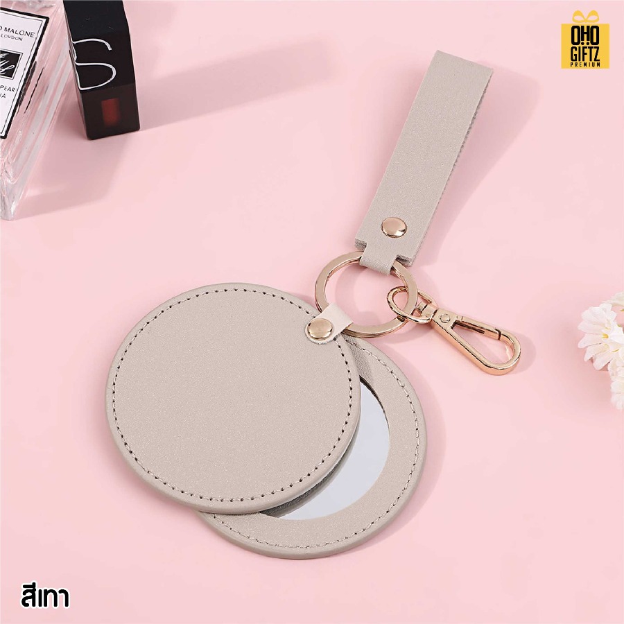 พวงกุญแจหนังกระจก PU สกรีนโลโก้ ทำเป็นของพรีเมี่ยม ของชำร่วยได้