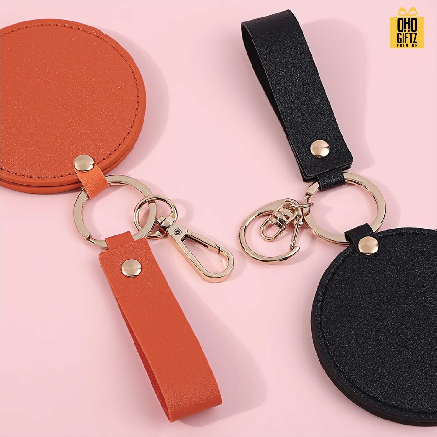 พวงกุญแจหนังกระจก PU สกรีนโลโก้ ทำเป็นของพรีเมี่ยม ของชำร่วยได้