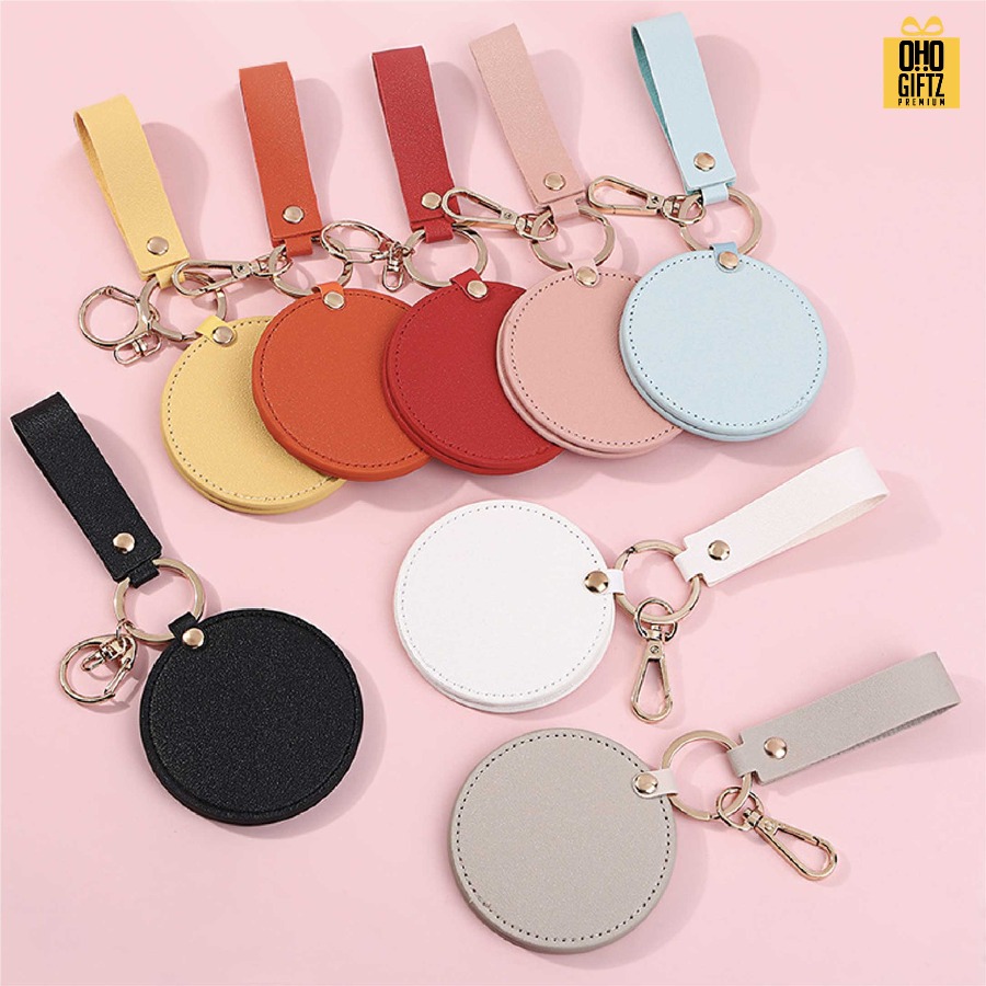 พวงกุญแจหนังกระจก PU สกรีนโลโก้ ทำเป็นของพรีเมี่ยม ของชำร่วยได้