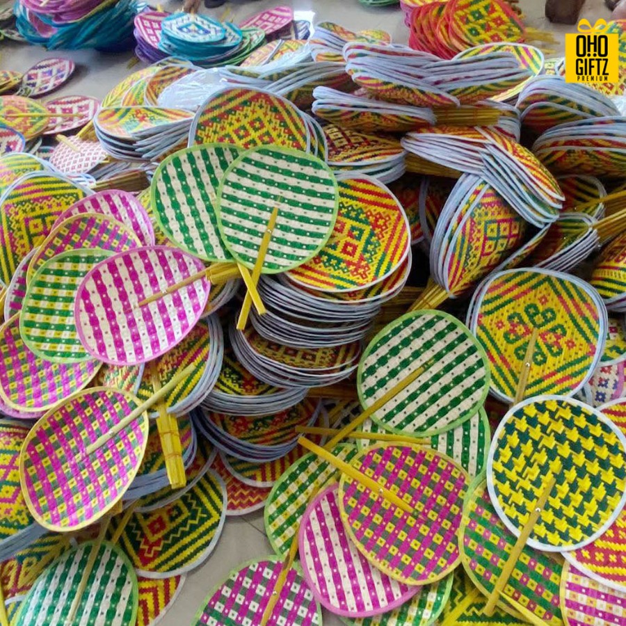พัดสาน Handmade ทำเป็นสินค้าพรีเมี่ยม ของชำร่วย ของที่ระลึกได้