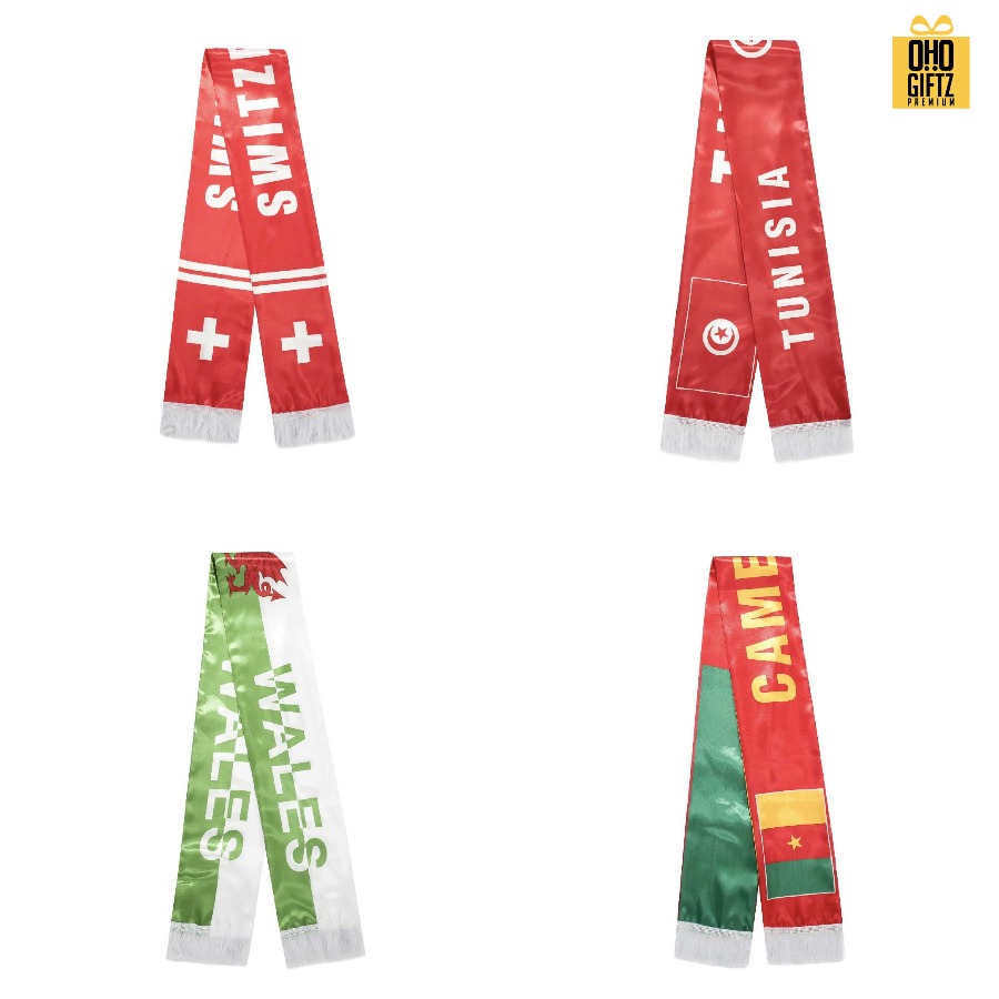 ผ้าพันคอเชียร์บอล พิมพ์ไม่จำกัดสี ผลิตโลโก้ ติดลาเบล ทำเป็นของพรีเมี่ยมได้