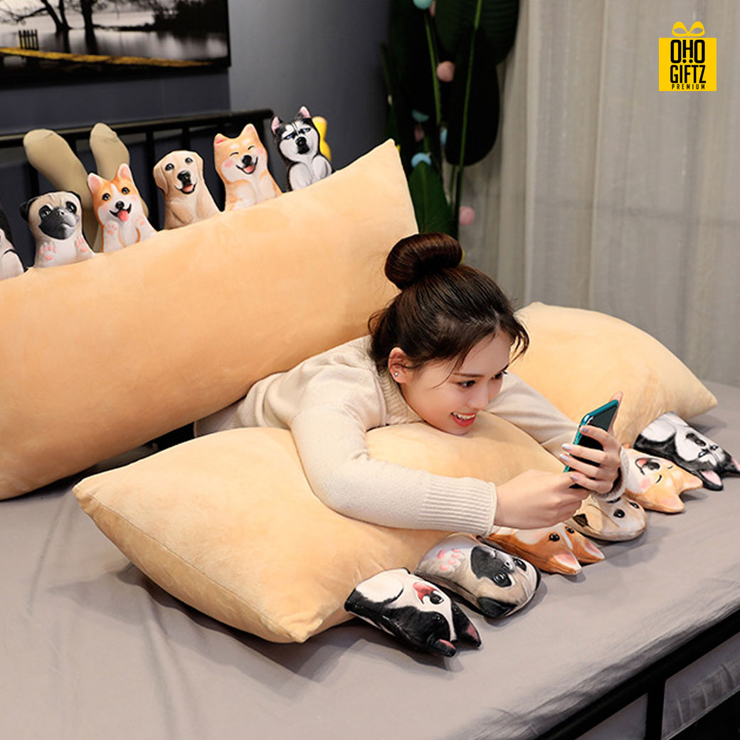 หมอนตุ๊กตาหมา สกรีนโลโก้ สกรีนชื่อร้าน ทำเป็นของพรีเมี่ยมได้