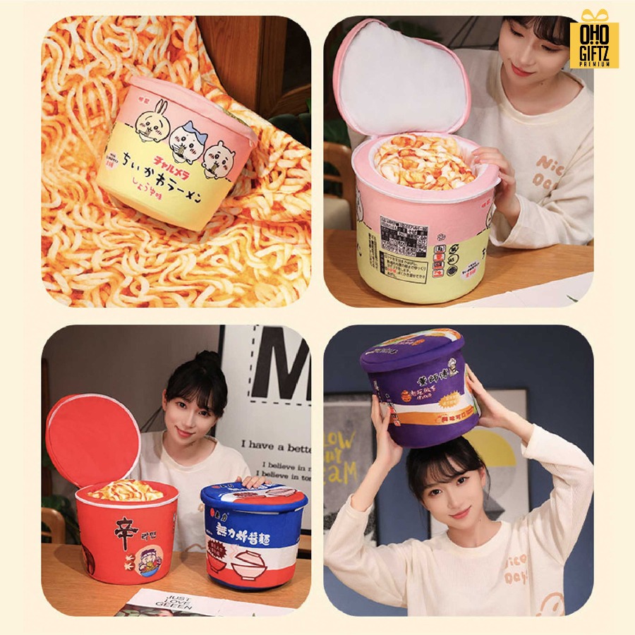 กระป๋องผ้าห่มถ้วยบะหมี่ ผลิตโลโก้ ติดลาเบล ทำเป็นของพรีเมี่ยมได้