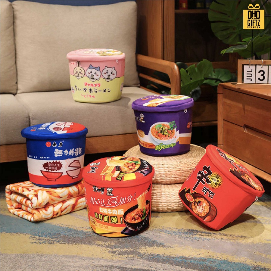 กระป๋องผ้าห่มถ้วยบะหมี่ ผลิตโลโก้ ติดลาเบล ทำเป็นของพรีเมี่ยมได้