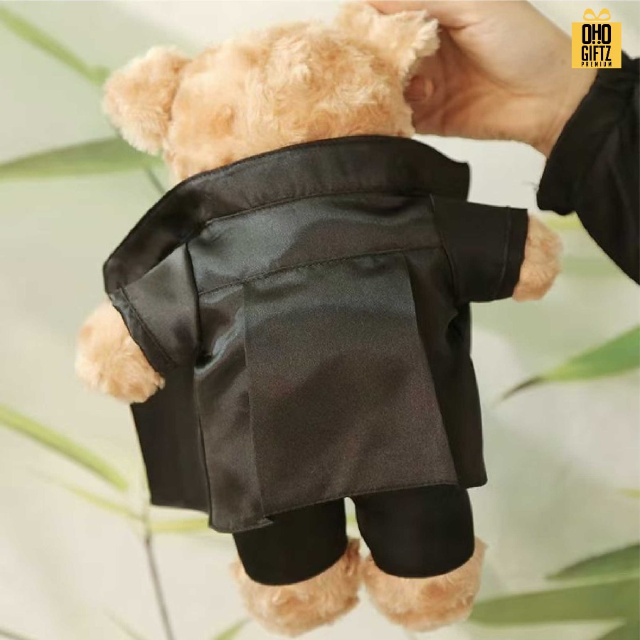 ตุ๊กตาหมีสูทดำ สกรีนโลโก้ ทำเป็นของพรีเมี่ยมได้ 