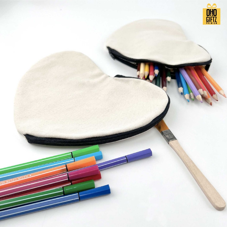 กระเป๋าหัวใจผ้าแคนวาส พิมพ์โลโก้ไม่จำกัดสี สกรีนโลโก้ ทำเป็นของพรีเมี่ยมได้