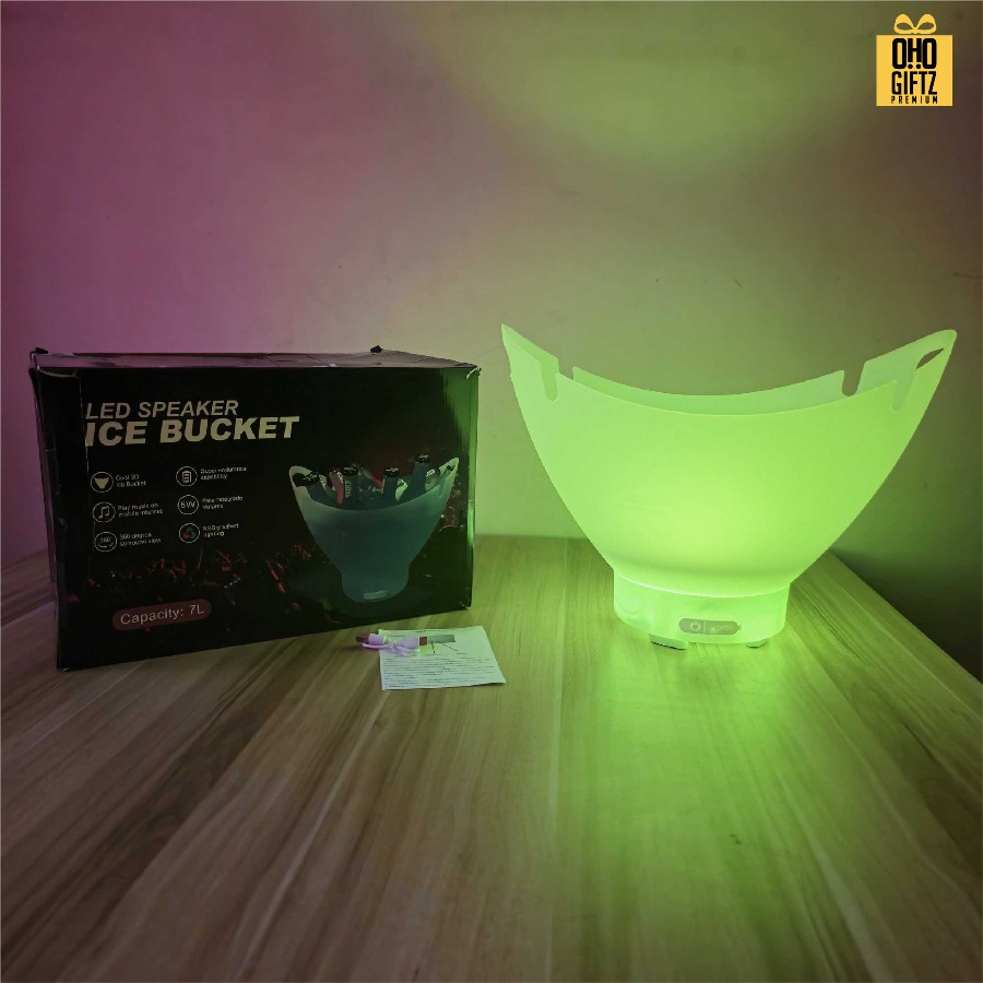 ถังน้ำแข็ง LED ลำโพง Bluetooth ชาร์จ USB สกรีนชื่อ สกรีนโลโก้ ทำเป็นของพรีเมี่ยมได้ 