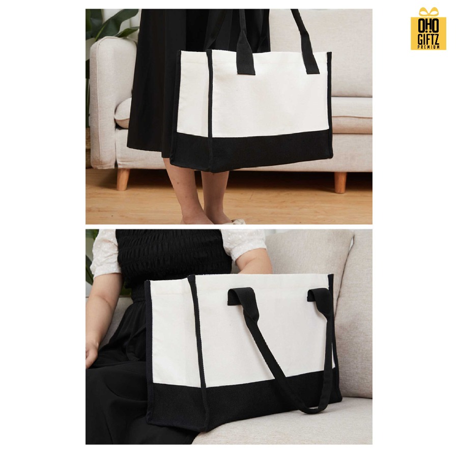 กระเป๋าช็อปปิ้งขนาดใหญ่ สกรีนไม่จำกัดสี สกรีนโลโก้ ทำเป็นของพรีเมี่ยมได้