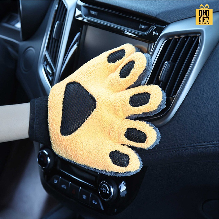 ถุงมือล้างรถขนแกะเทียม สกรีนโลโก้ ทำเป็นของพรีเมี่ยม ของชำร่วยได้