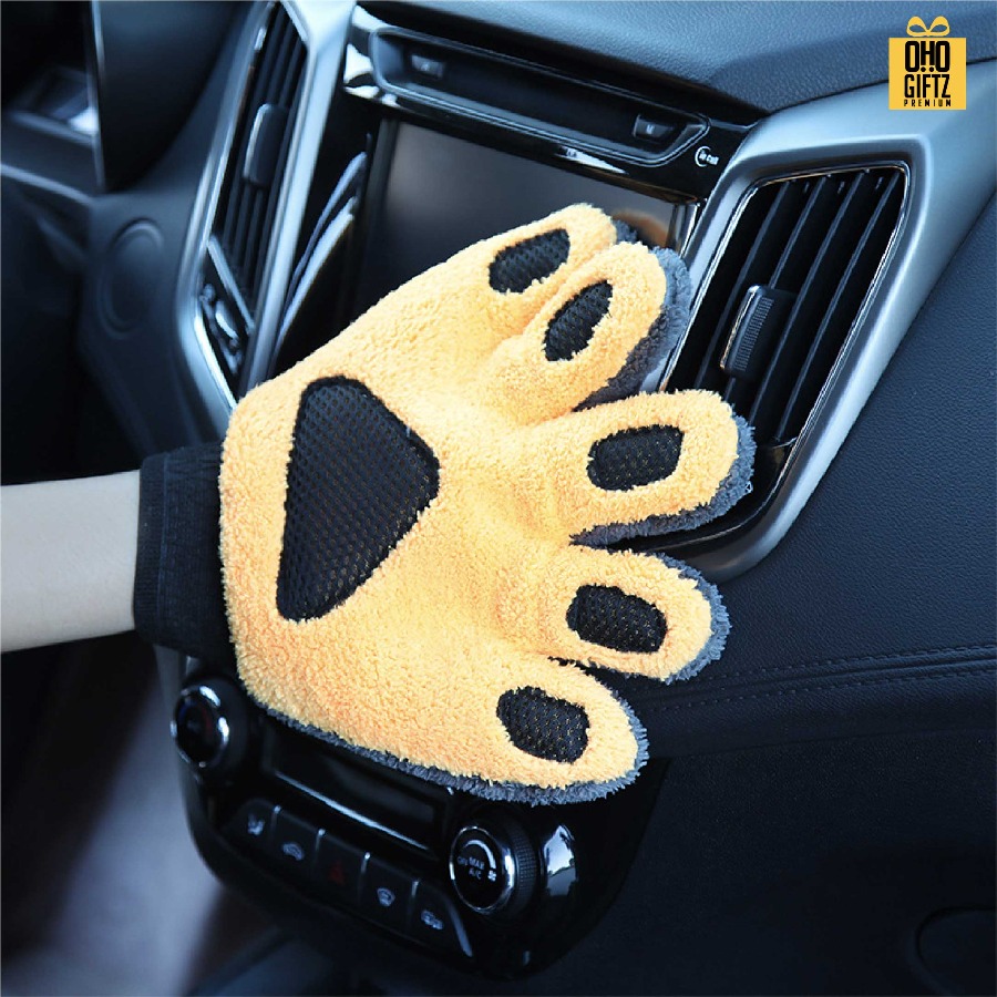 ถุงมือล้างรถขนแกะเทียม สกรีนโลโก้ ทำเป็นของพรีเมี่ยม ของชำร่วยได้