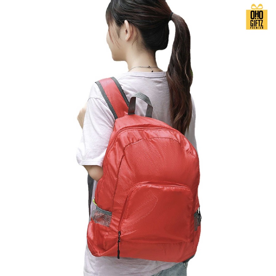 กระเป๋าเป้สะพายหลังพับได้ สกรีนโลโก้ ทำเป็นของพรีเมี่ยม