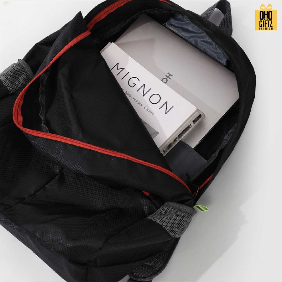 กระเป๋าเป้สะพายหลังพับได้ สกรีนโลโก้ ทำเป็นของพรีเมี่ยม