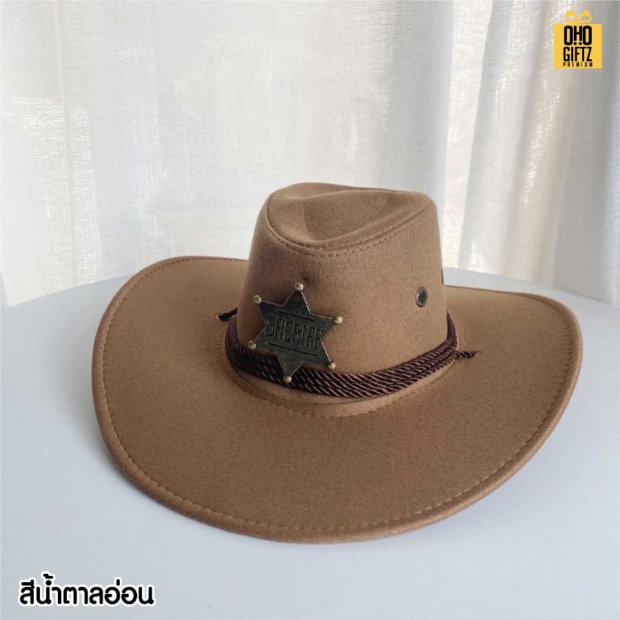 หมวกคาวบอยหนัง(เทียม)กลับ ราคาถูกสกรีนโลโก้ ทำเป็นของพรีเมี่ยม ของที่ระลึกได้