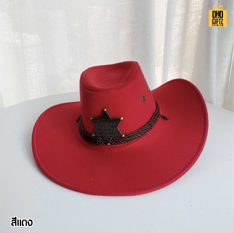 หมวกคาวบอยหนัง(เทียม)กลับ ราคาถูกสกรีนโลโก้ ทำเป็นของพรีเมี่ยม ของที่ระลึกได้