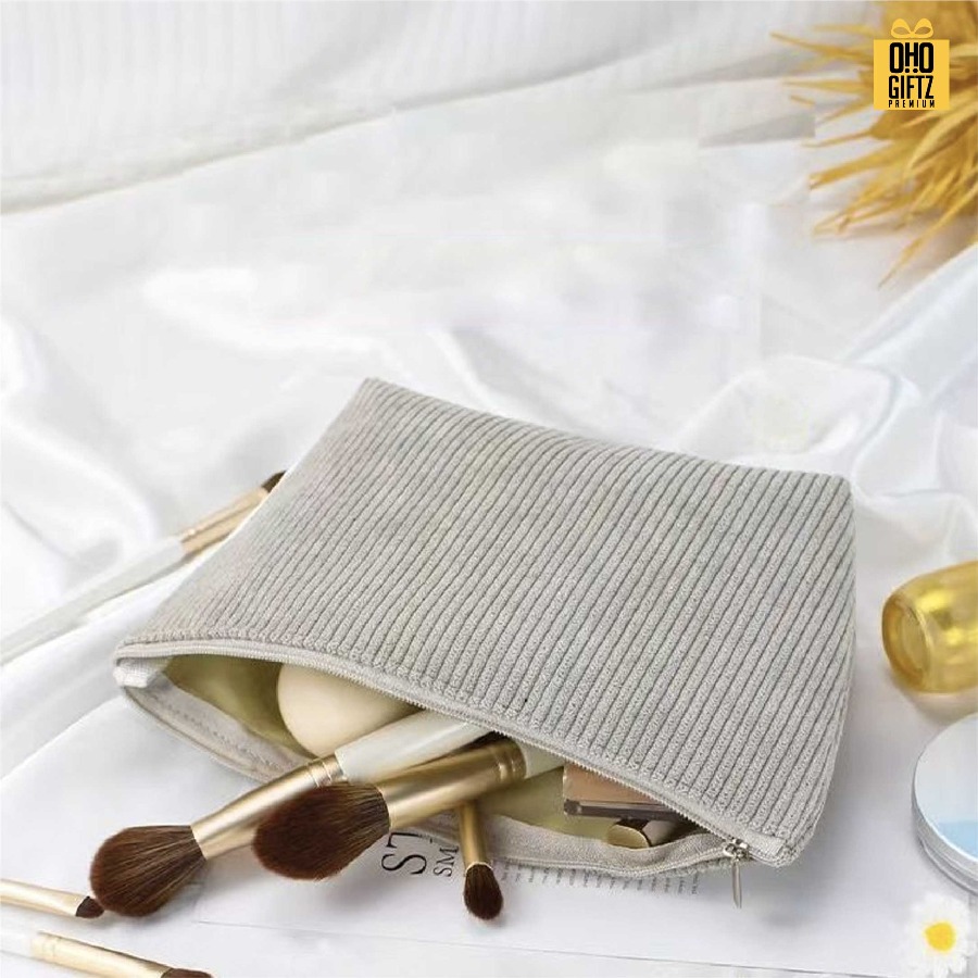 กระเป๋าใส่เครื่องสำอาง ผ้าลูกฟูก สกรีนโลโก้ ทำเป็นของพรีเมี่ยมได้