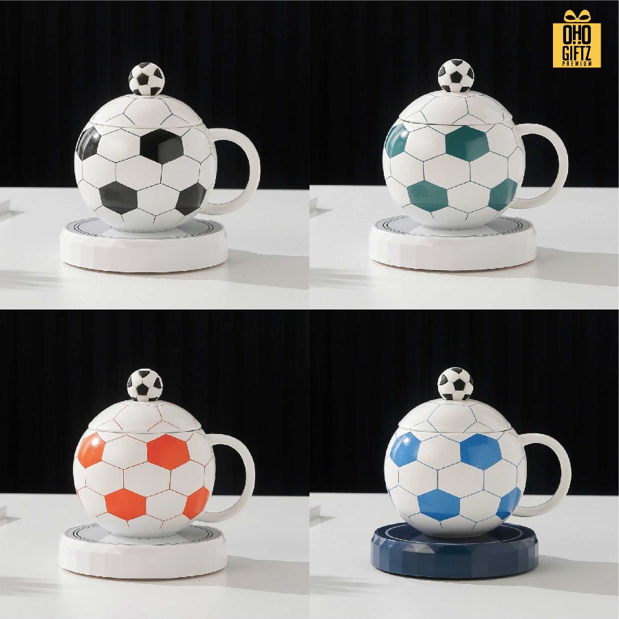 ชุดถ้วยน้ำเซรามิคฟุตบอล สกรีนชื่อ สกรีนโลโก้ ทำเป็นของพรีเมี่ยมได้