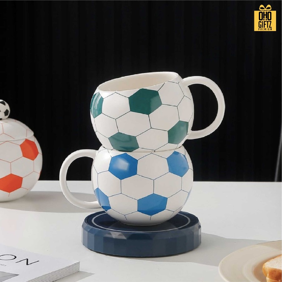 ชุดถ้วยน้ำเซรามิคฟุตบอล สกรีนชื่อ สกรีนโลโก้ ทำเป็นของพรีเมี่ยมได้