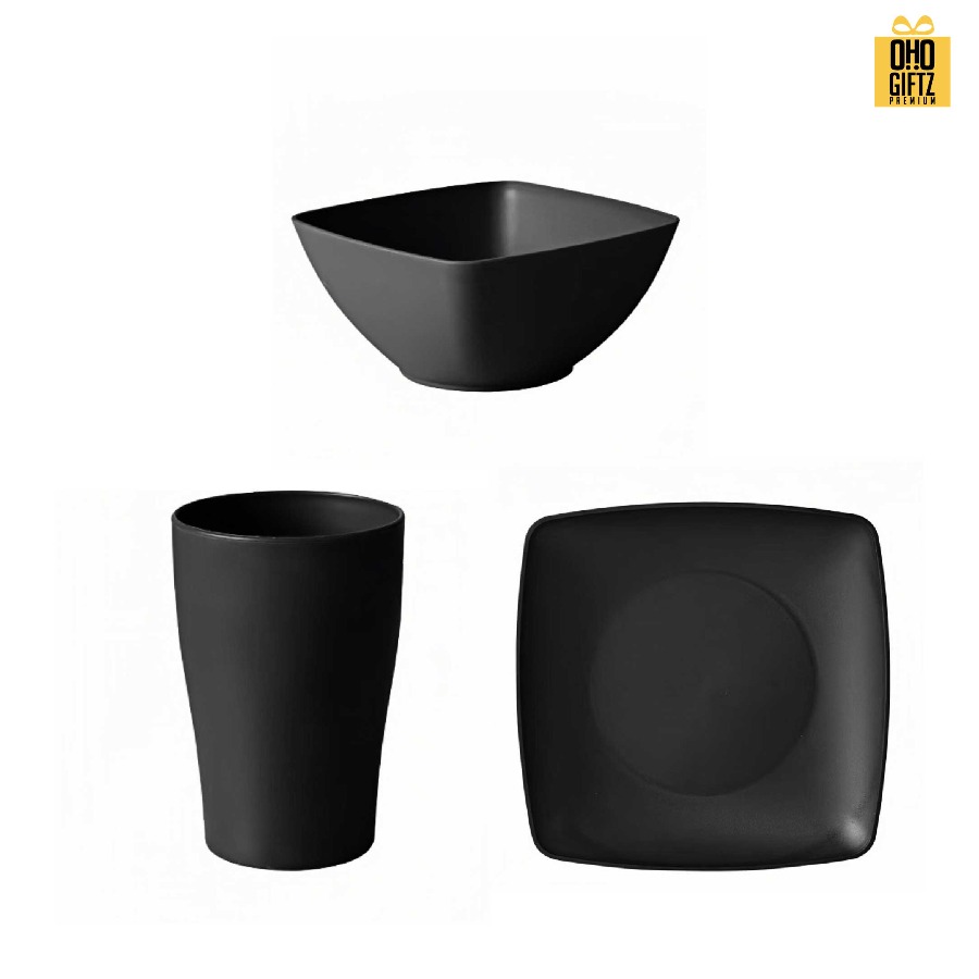 ชุดเซ็ทจาน ชาม ถ้วย ผลิตจากฟางข้าวสาลี สกรีนชื่อ สกรีนโลโก้ ทำเป็นของพรีเมี่ยมได้