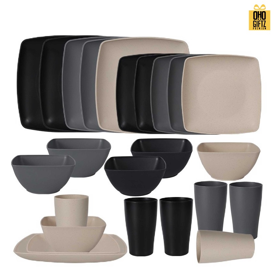 ชุดเซ็ทจาน ชาม ถ้วย ผลิตจากฟางข้าวสาลี สกรีนชื่อ สกรีนโลโก้ ทำเป็นของพรีเมี่ยมได้