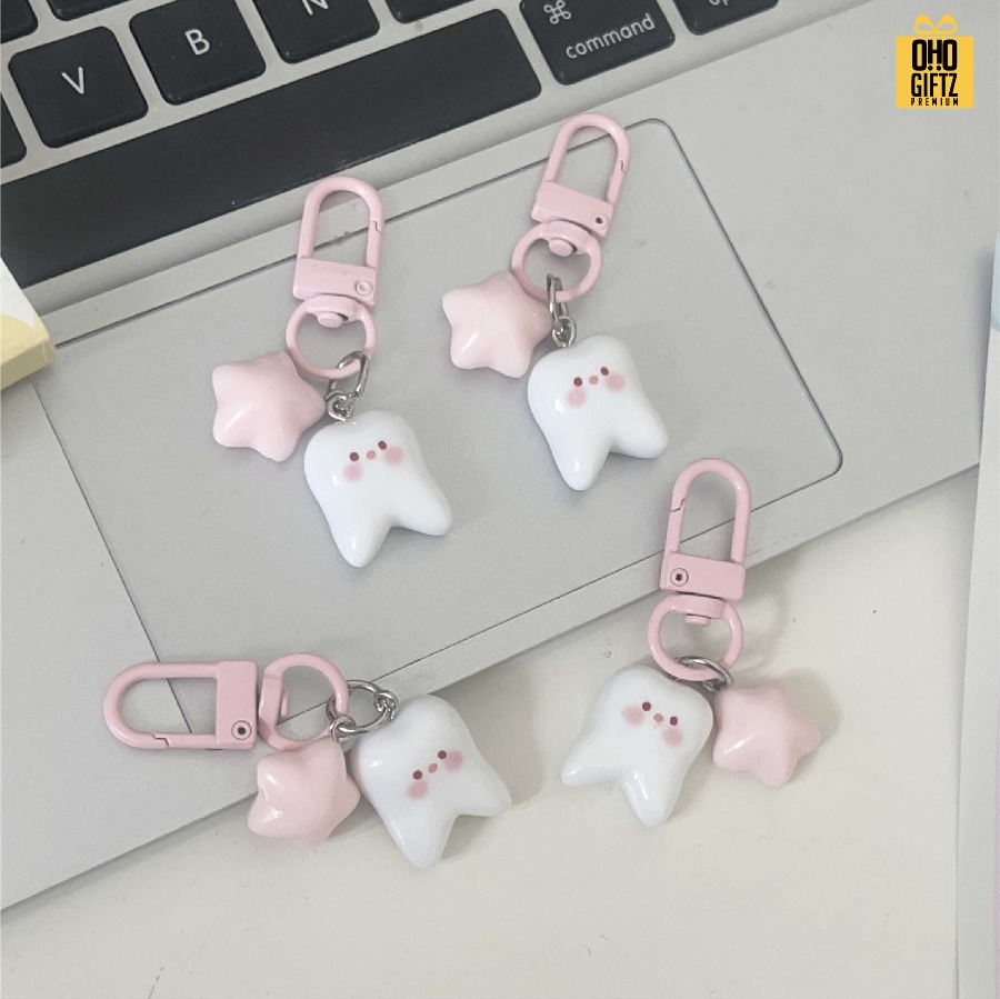 พวงกุญแจฟันน่ารัก สกรีนโลโก้ ทำเป็นของพรีเมี่ยม ของชำร่วยได้