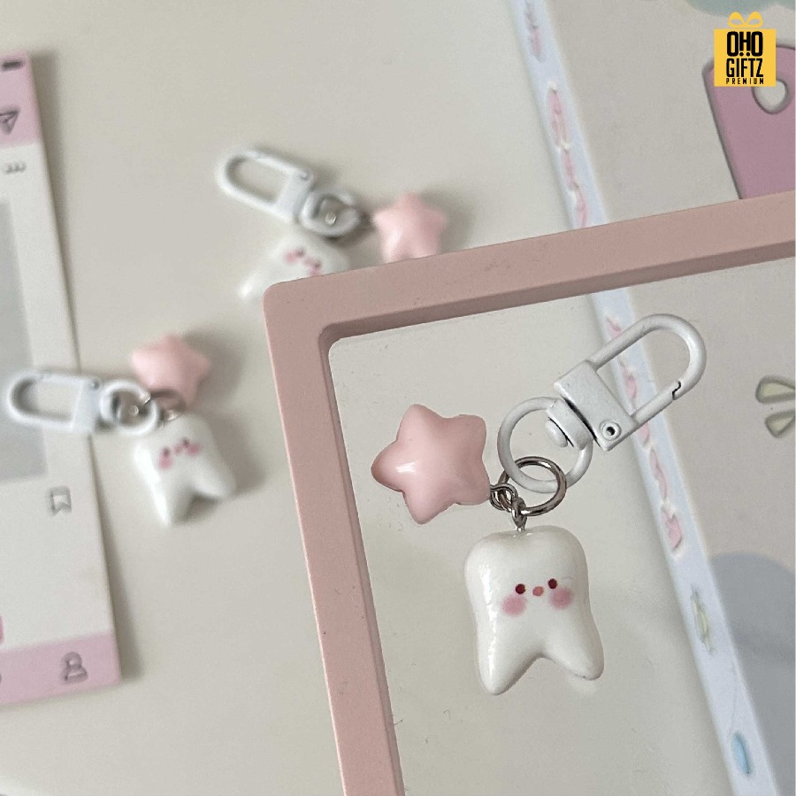 พวงกุญแจฟันน่ารัก สกรีนโลโก้ ทำเป็นของพรีเมี่ยม ของชำร่วยได้