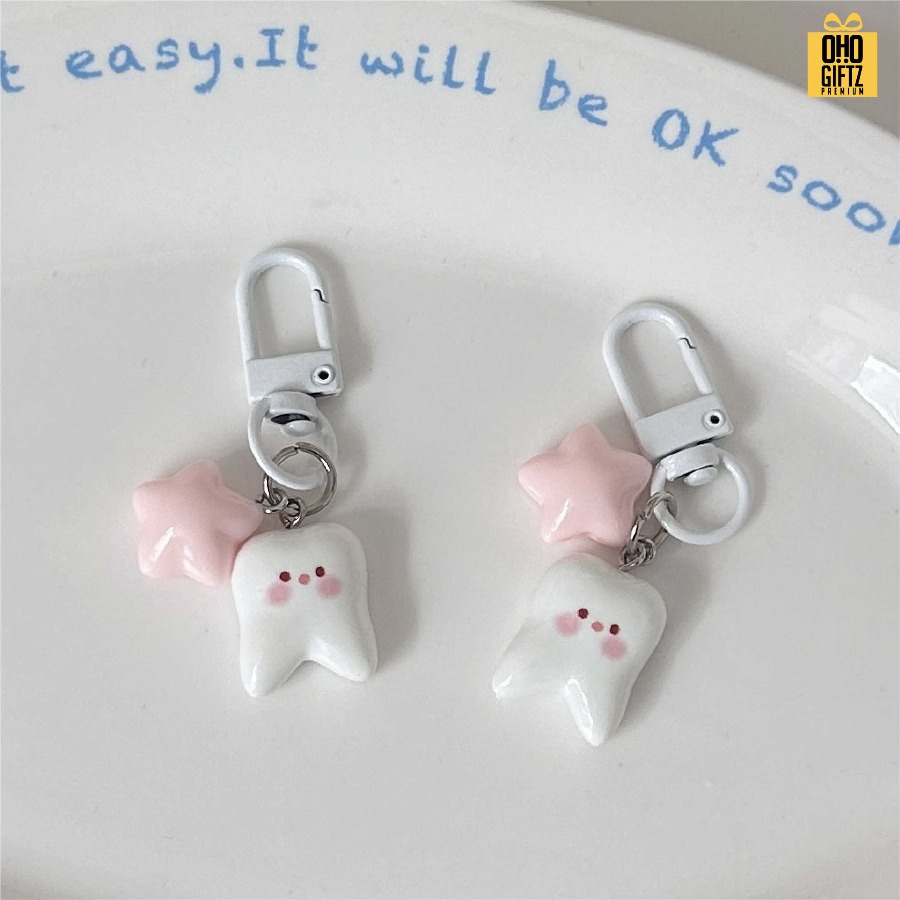 พวงกุญแจฟันน่ารัก สกรีนโลโก้ ทำเป็นของพรีเมี่ยม ของชำร่วยได้