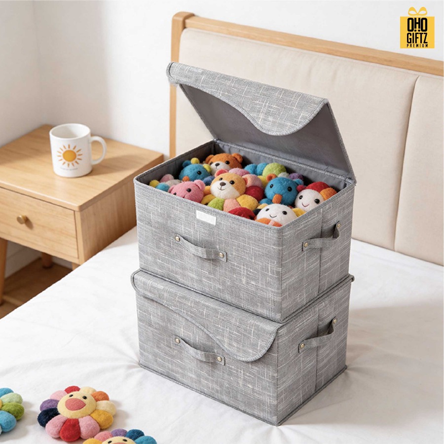 กล่องผ้าเก็บของ สกรีนโลโก้ ทำเป็นของพรีเมี่ยมได้