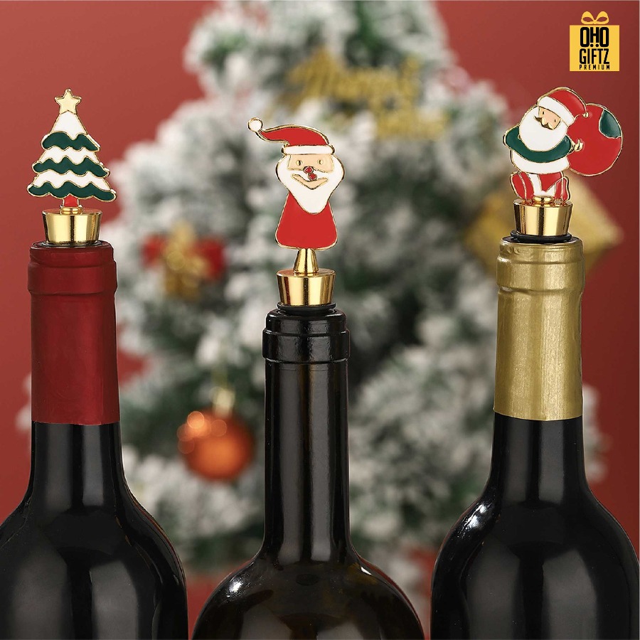 จุกปิดขวดไวน์คริสต์มาส สกรีนโลโก้ ทำเป็นของพรีเมี่ยมได้