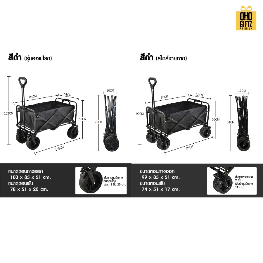 รถเข็นพับได้ สกรีนโลโก้ ทำเป็นของพรีเมี่ยมได้