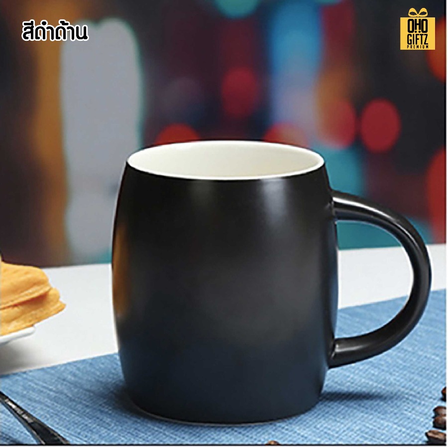 แก้วเซรามิคทรงถังไวน์ สกรีนชื่อ สกรีนโลโก้ ทำเป็นของพรีเมี่ยมได้