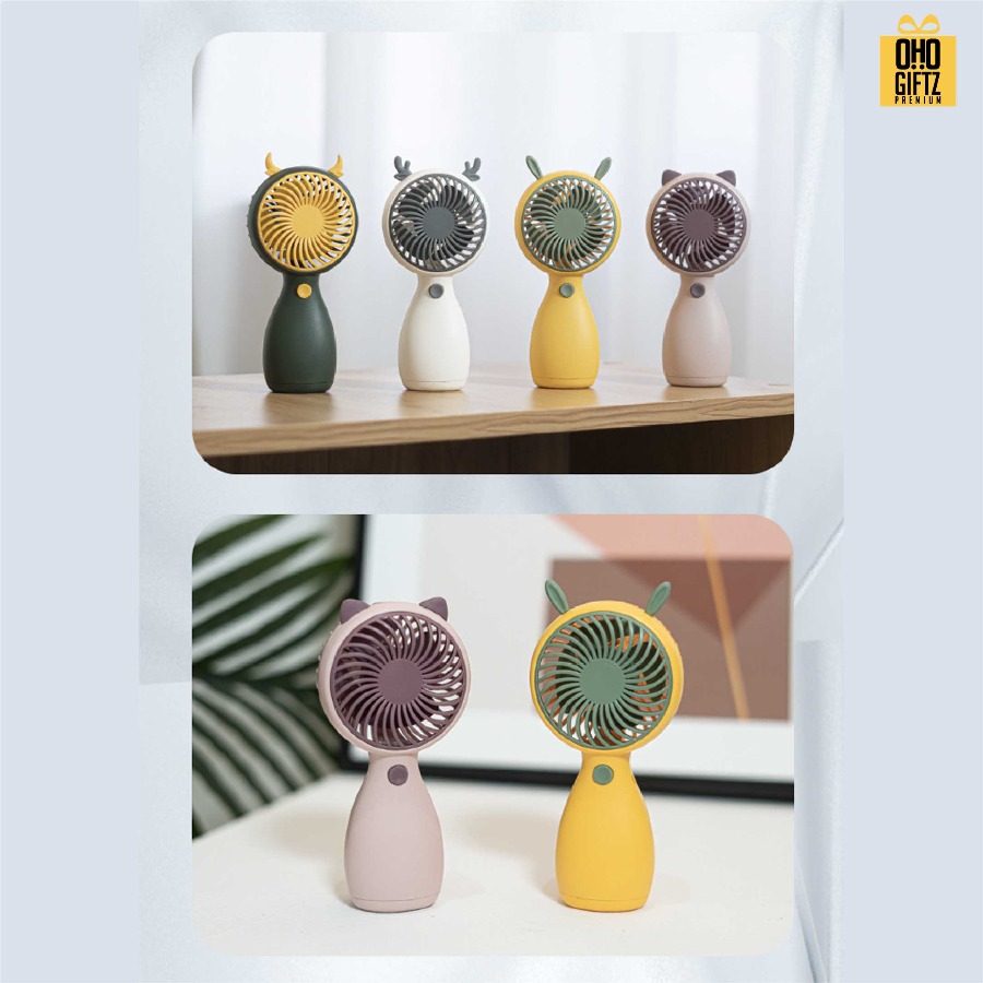 พัดลมมือถือมีเขาสัตว์ สกรีนโลโก้ ทำเป็นของพรีเมี่ยม