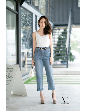 [9056] กางเกงผ้ายีนส์ญี่ปุ่น ทรงสวย แมทช์ง่าย