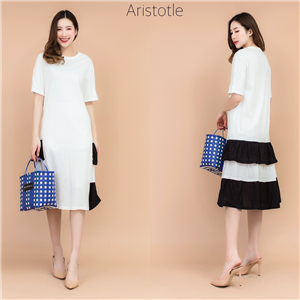 [ARISTOTLE] Basic dress เดรสสีพื้นแต่งระบายหลัง